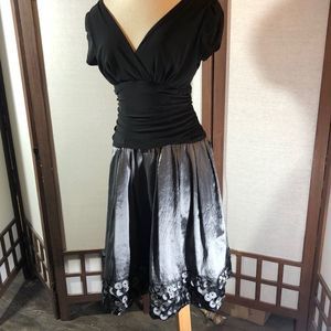 S.L. Fashions Black & Silver Evening Cocktail Party Surplice Dress 10